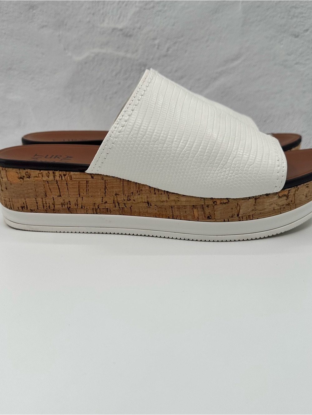 Naturalizer White Cork Platform Slide Sandals - Women